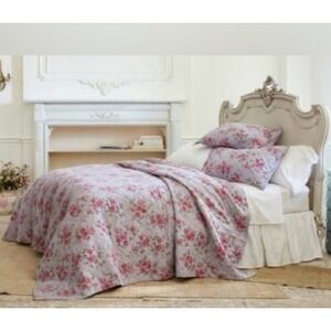 Simply Shabby Chic King Quilt Purple Lilac Pink Roses Cotton Bedspread